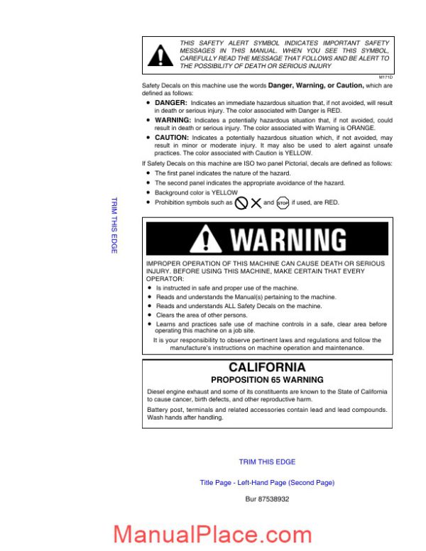 case crawler excavator cx330b operators manual page 2