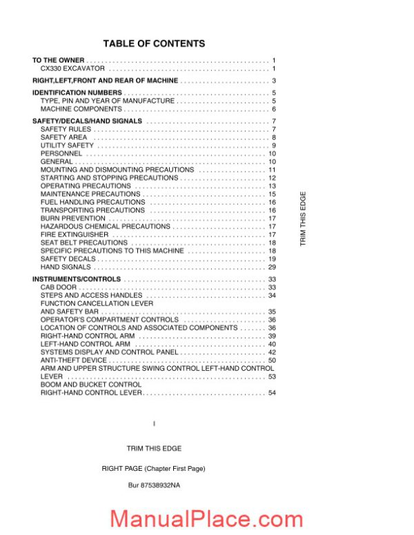 case crawler excavator cx330b operators manual page 3