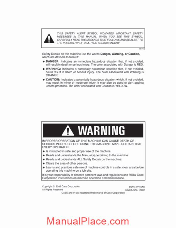 case crawler excavator cx460 operators manual page 2