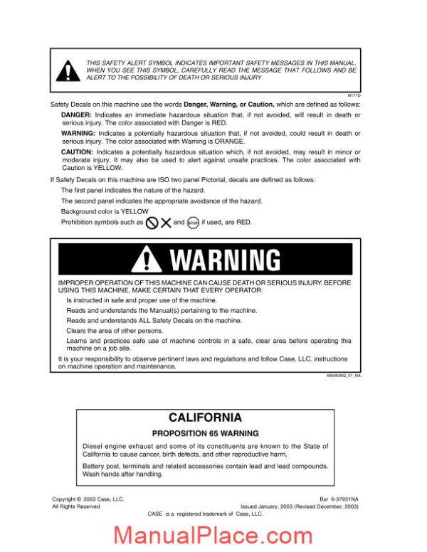 case crawler excavator cx47 operators manual page 3