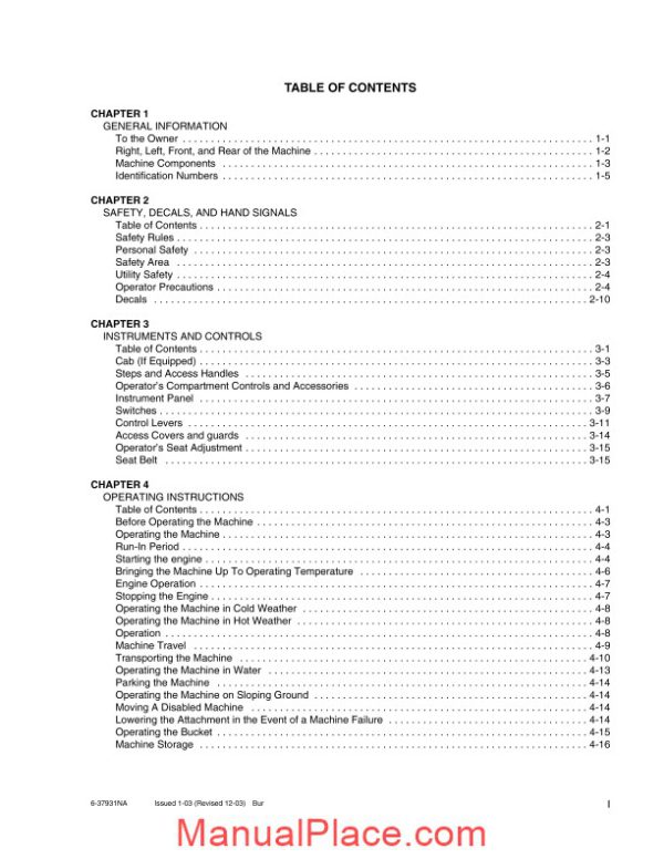 case crawler excavator cx47 operators manual page 4