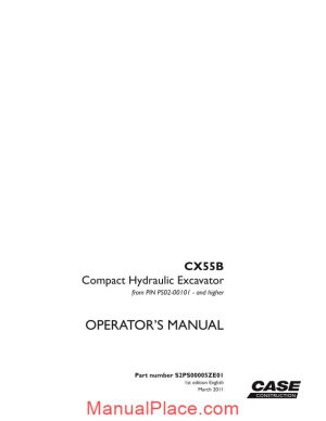 case crawler excavator cx55b operators manual page 1