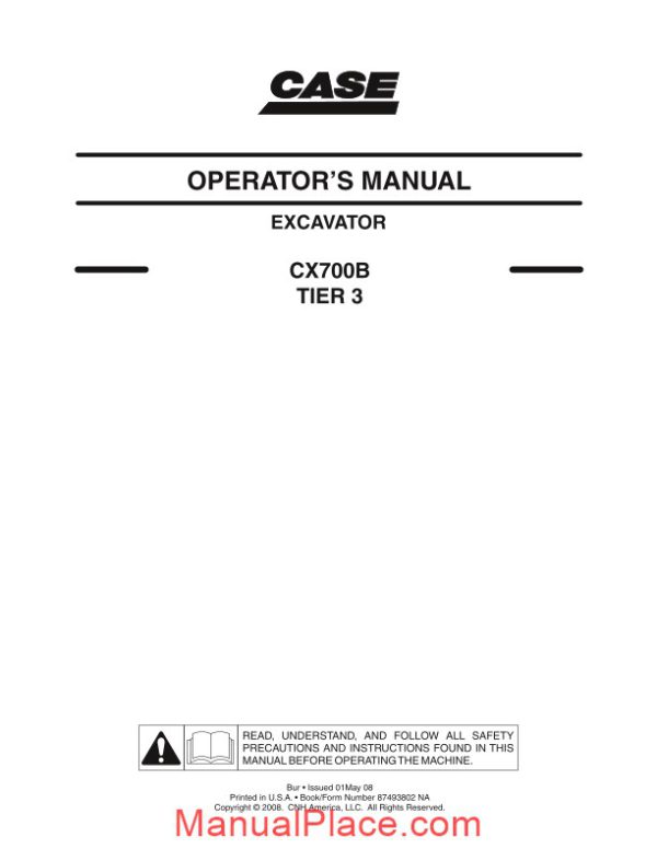 case crawler excavator cx700b operators manual page 1