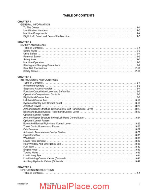 case crawler excavator cx800b operators manual page 3