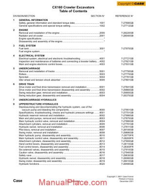 case cx160 crawler excavator shop manual page 1