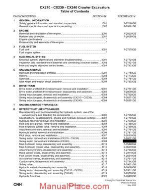 case cx210 230 240 crawler excavator shop manual page 1