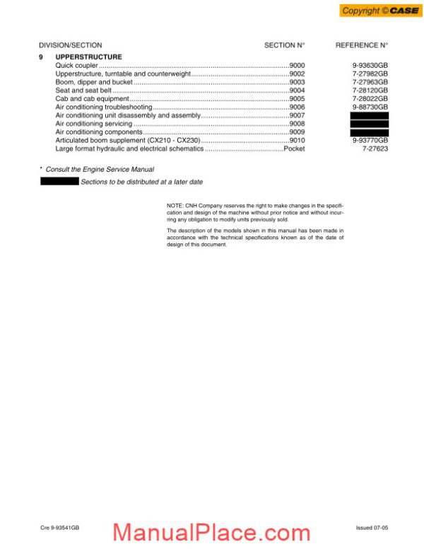 case cx210 crawler excavator shop manual page 2