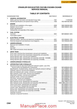 case cx210b crawler excavator shop manual page 1