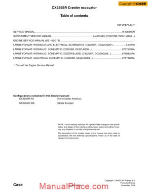 case cx225sr crawler excavator shop manual page 1