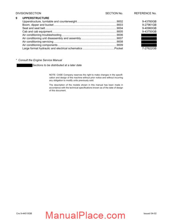 case cx290 crawler excavator shop manual page 2