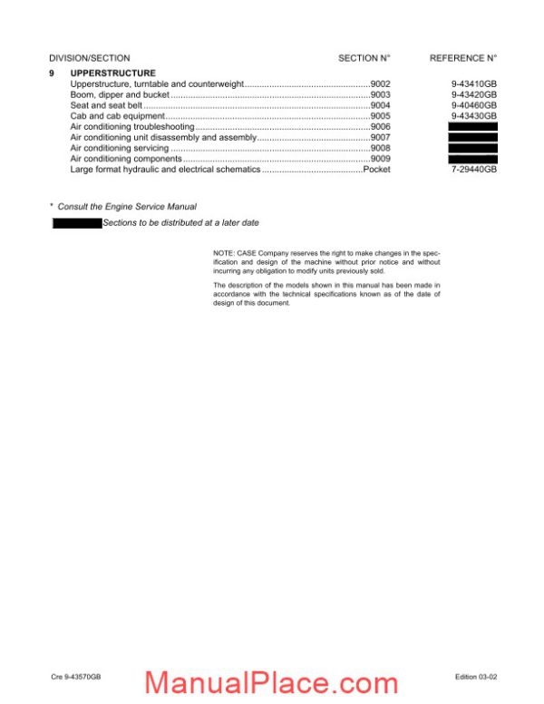 case cx330 350 crawler excavator shop manual page 2