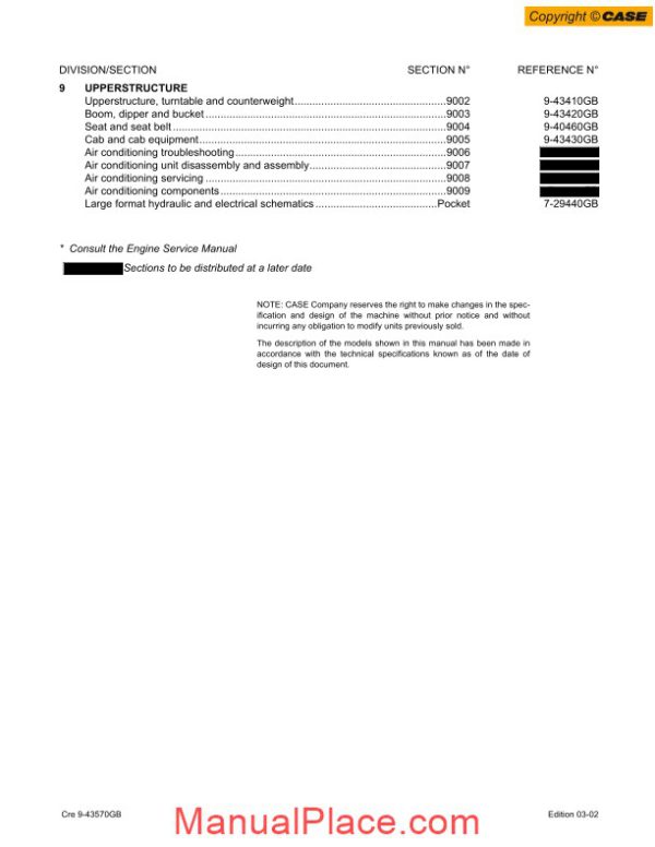 case cx330 crawler excavator shop manual page 2