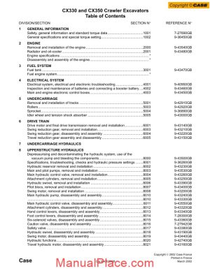 case cx350 crawler excavator shop manual page 1