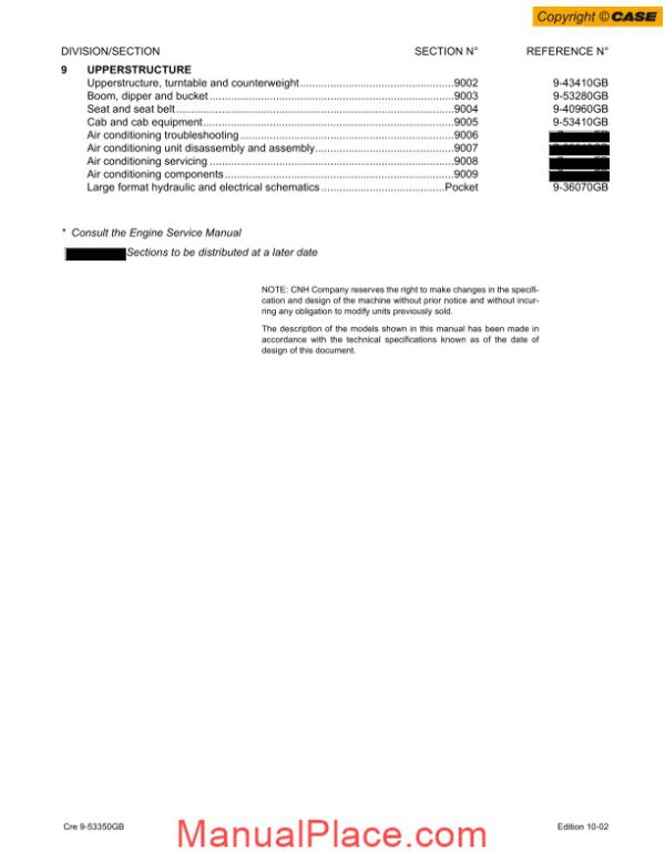 case cx460 crawler excavator shop manual page 2