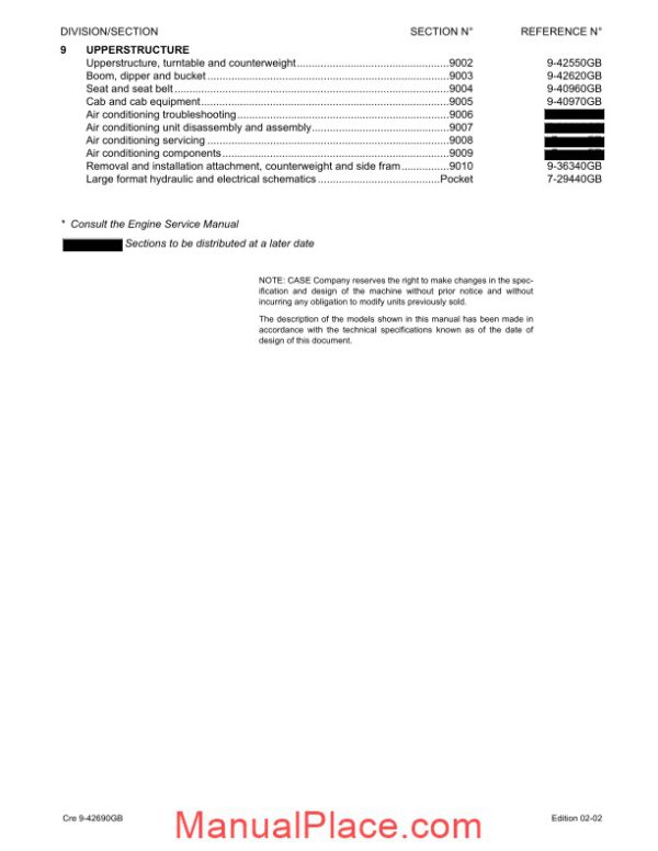 case cx800 crawler excavator shop manual page 2