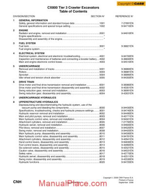 case cx800 tier3 crawler excavator shop manual page 1