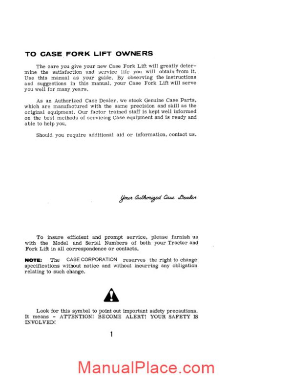 case forklift 580ck operators manual page 3