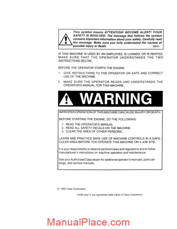 case forklift d series operators manual page 2