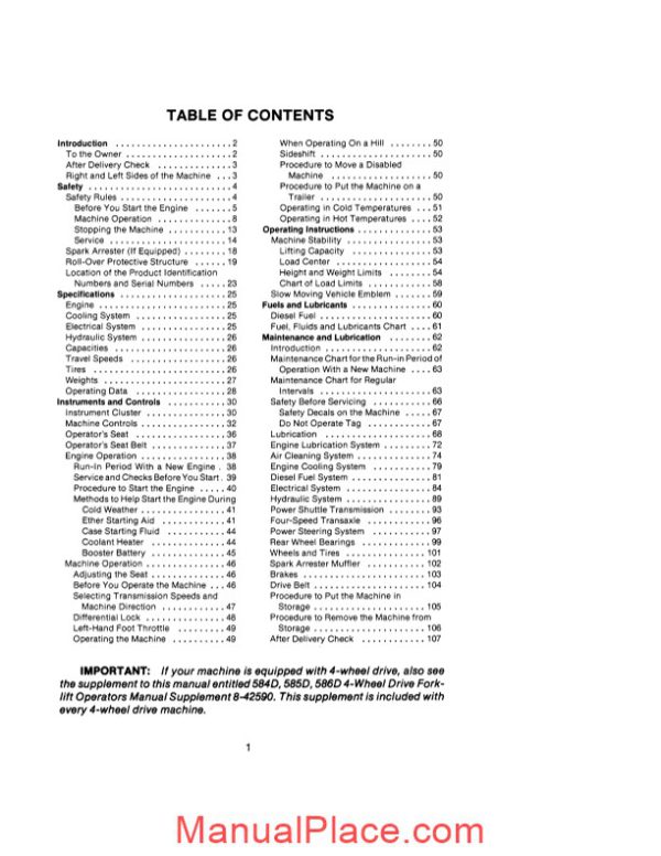 case forklift d series operators manual page 3