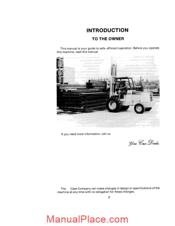 case forklift d series operators manual page 4