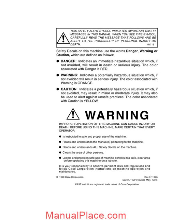 case forklift e series operators manual page 2