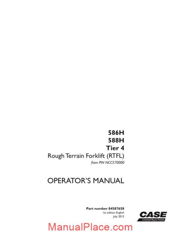 case forklift h series operators manual page 1