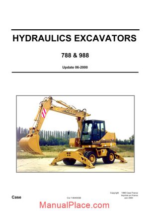 case hydraulics excavators 788 988 update 06 2000 shop manual page 1