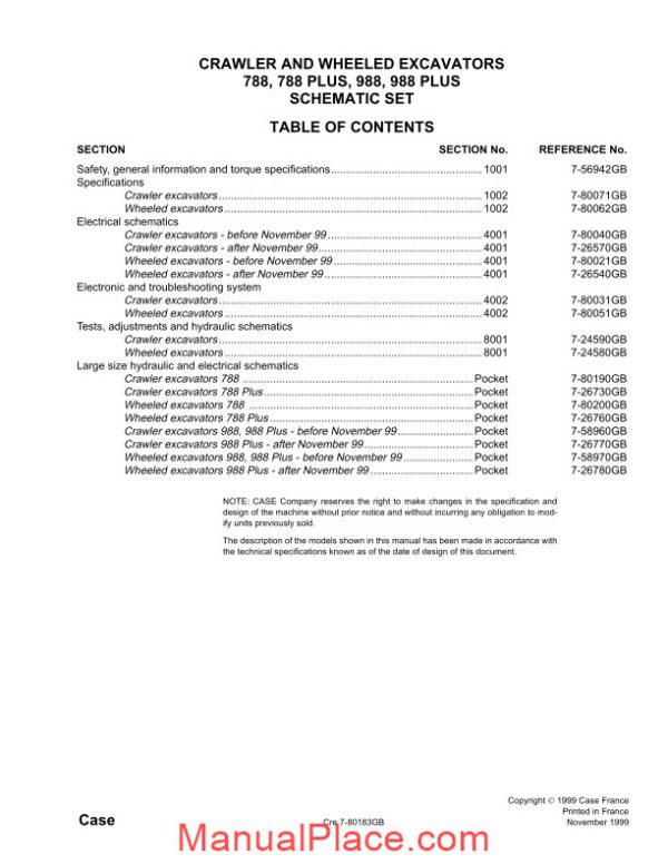 case hydraulics excavators 788 988 update 06 2000 shop manual page 2