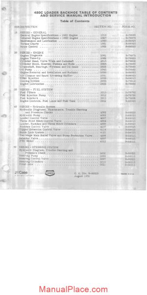 case loader backhoe 480c service manual page 1