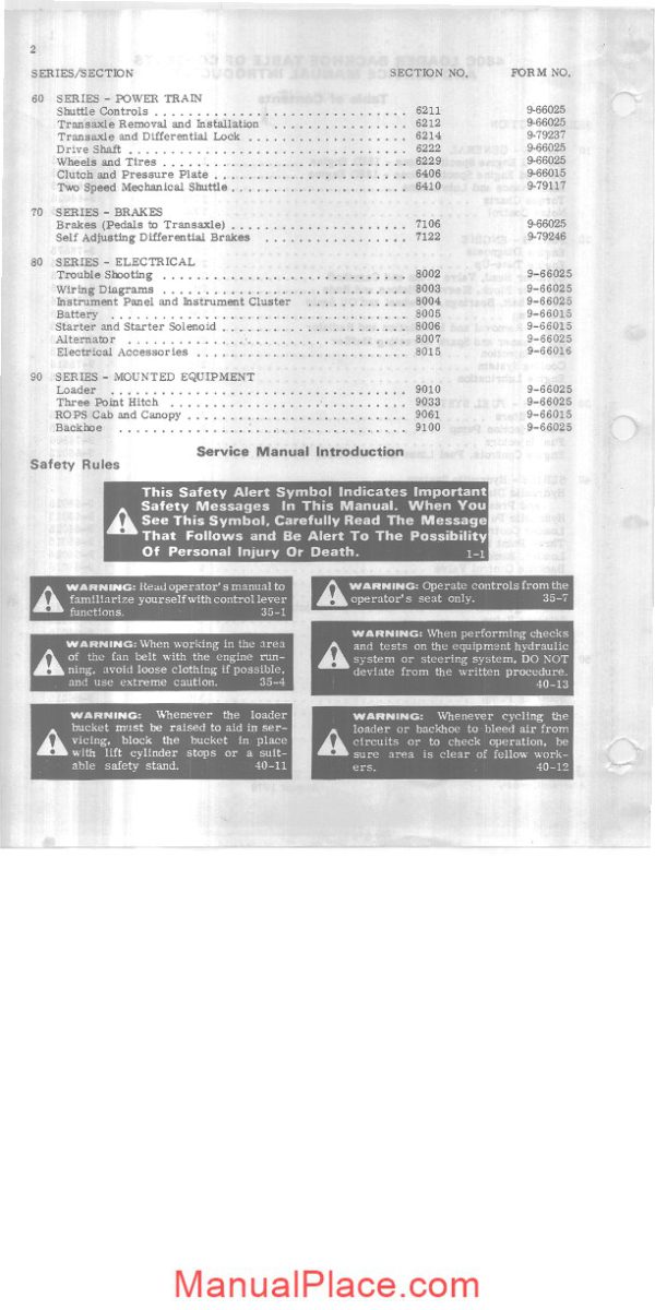 case loader backhoe 480c service manual page 2