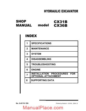 case mini hydraulic excavator cx31b 36b shop manual page 1