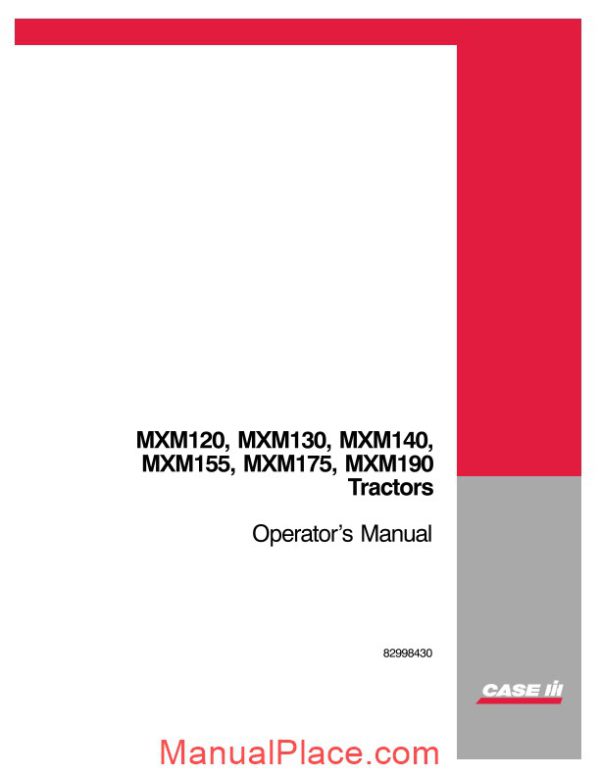 case mxm120 190 tractors operators manual page 1