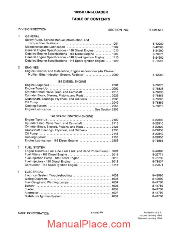 case uni loader 1835b service manual page 1