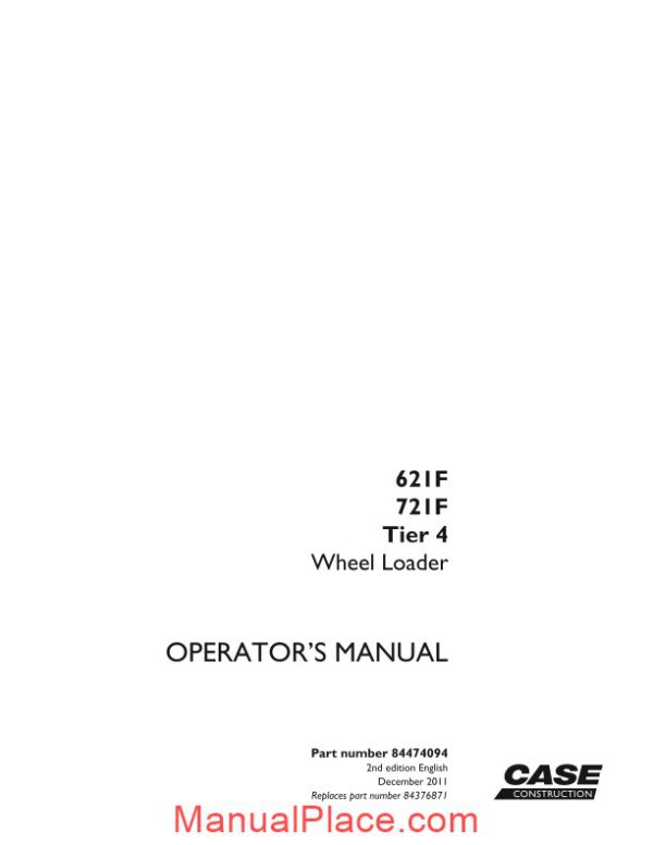 case wheel loaders 621f 721f operator manual page 1