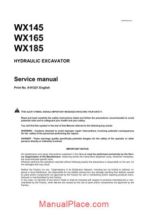 case wx145 165 185 hydraulic excavator service manual page 1