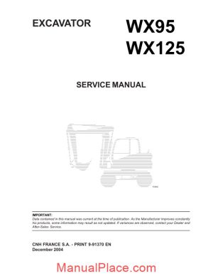 case wx95 wx125 excavator shop manual page 1