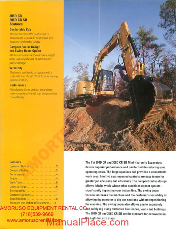 cat 308 dcrsb technical specifications page 2