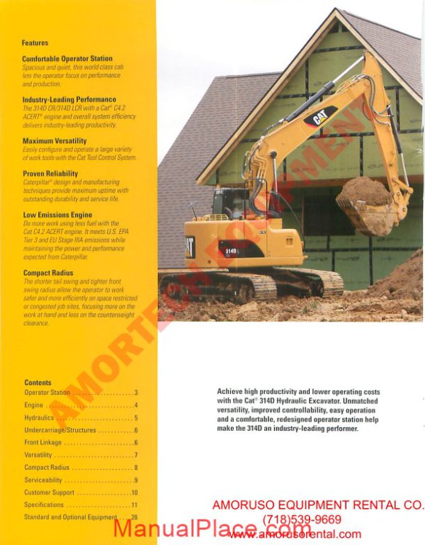 cat 314 dcr 314d lcr technical specifications page 2