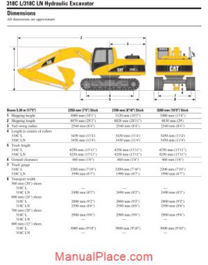 cat 318 technical specifications page 1