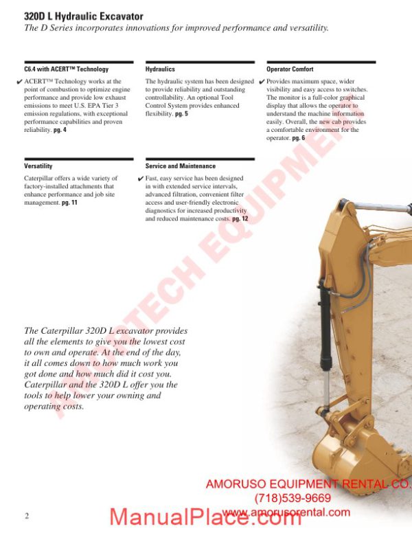cat 320 dl technical specifications page 2