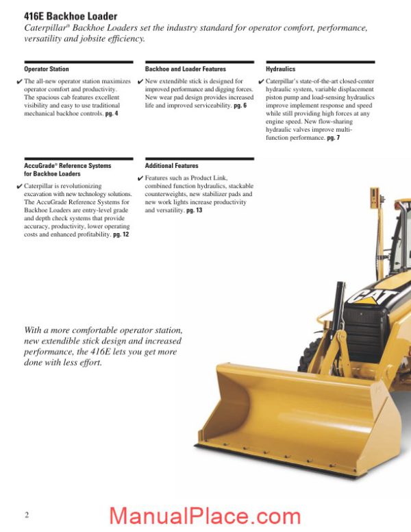 cat 416e technical specifications page 2
