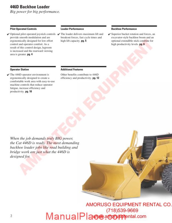 cat 446 technical specifications page 2