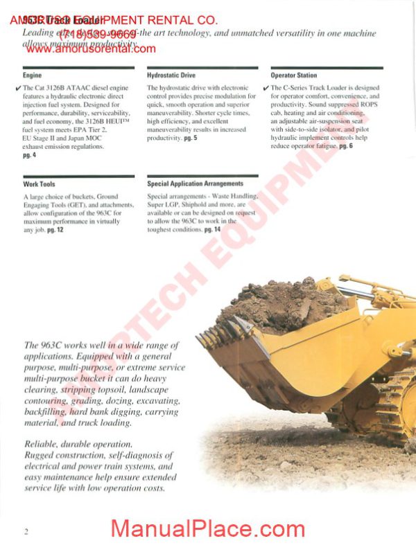 cat 963 technical specifications page 2