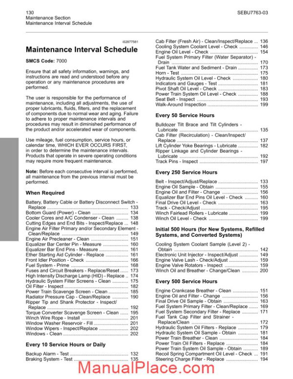 cat d8t technical specifications page 2