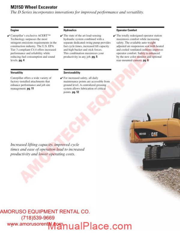 cat m315 technical specifications page 2