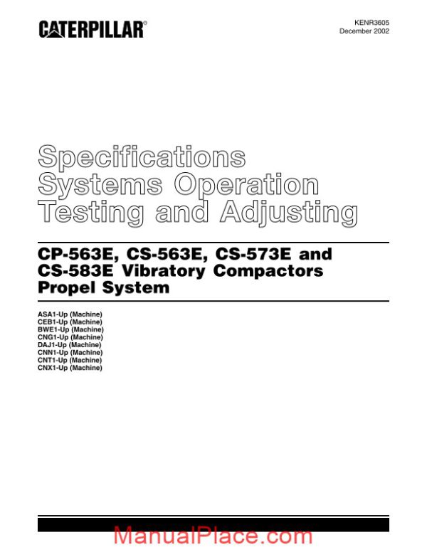 cat vibratory compactadora cp 500 e series specifications systems operation page 1