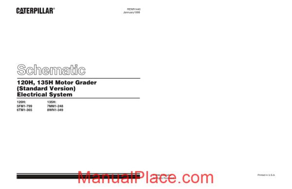 caterpillar 120h 135h motor grader electrical system schematic page 1