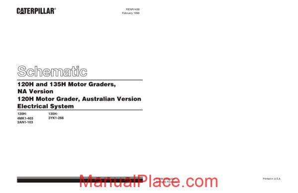 caterpillar 120h 135h motor grader na version electrical system schematic page 1