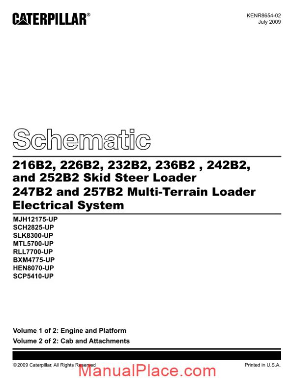 caterpillar 247b2 and 257b2 multi terrain loader electrical system schematic page 2