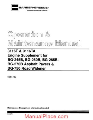 caterpillar 3116t and 3116ta engine operation and maintenance manual page 1